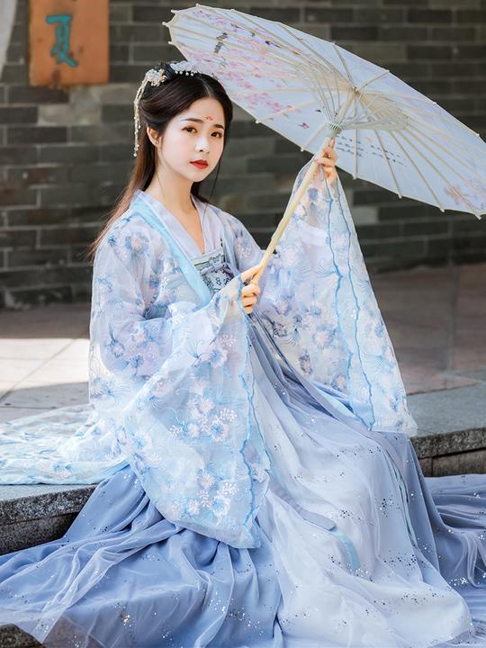 沧海赋汉服女中国风古装改良秋冬季超仙古风仙气飘逸白菜整套齐腰