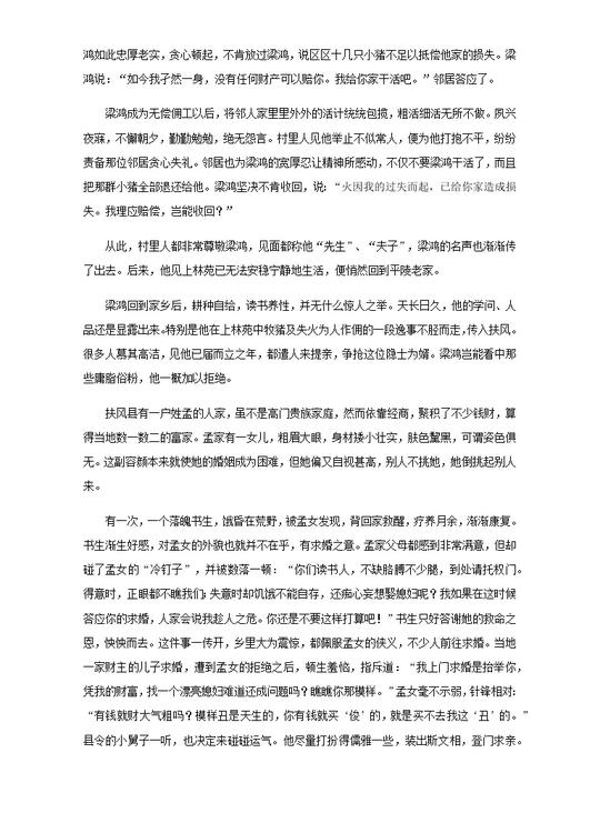 高中语文经典写作素材淡泊篇:梁鸿与孟光02