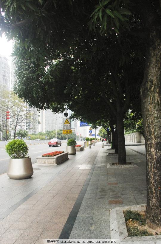 深圳街景风光城市风光绿树街道人行道建筑摄影旅游摄影