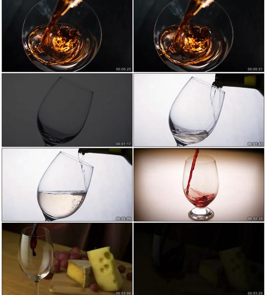实拍慢镜头倒红酒葡萄酒黄酒白酒酒类宣传片高清视频素材