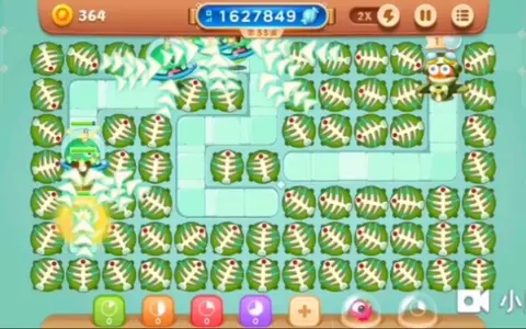保卫萝卜中期种海蘑菇和鱼刺的游戏画面