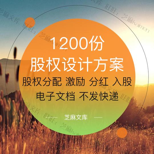 股权设计创业公司分配方案顶层架构企业员工激励方案合同协议模板
