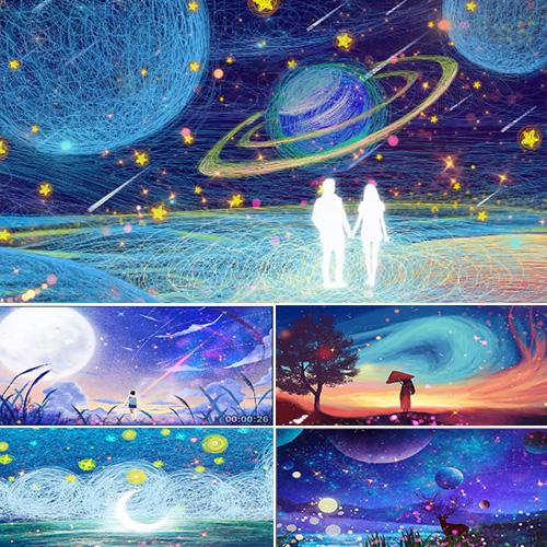 光年之外配乐成品卡通唯美星空爱情浪漫许愿星球视频素材