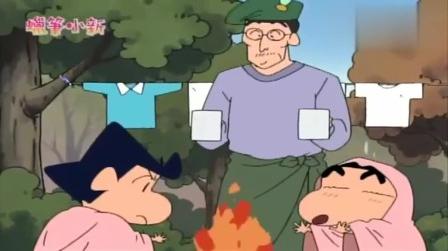 蜡笔小新:小新参加童子军露营，不小心和风间掉进河里，好惊险!