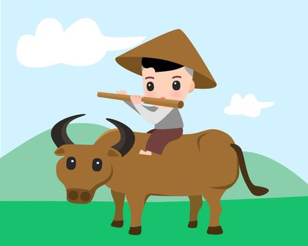 牧童骑黄牛吹笛
