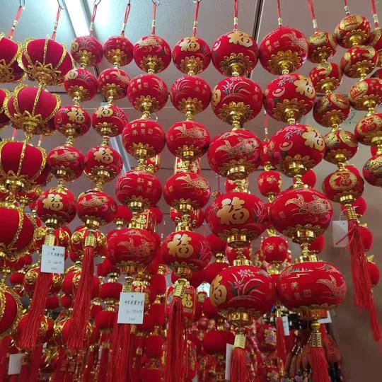 饰喜庆小连串小装户外绒春节串灯笼灯笼植中式饰挂大红新年
