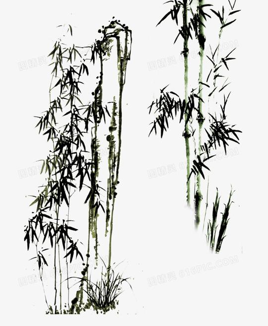 中国水墨风描画竹林