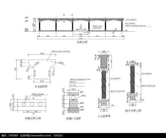 西式休闲长廊dwg素材下载_构筑物设计图片