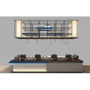 现代的自助餐厅餐台3d模型