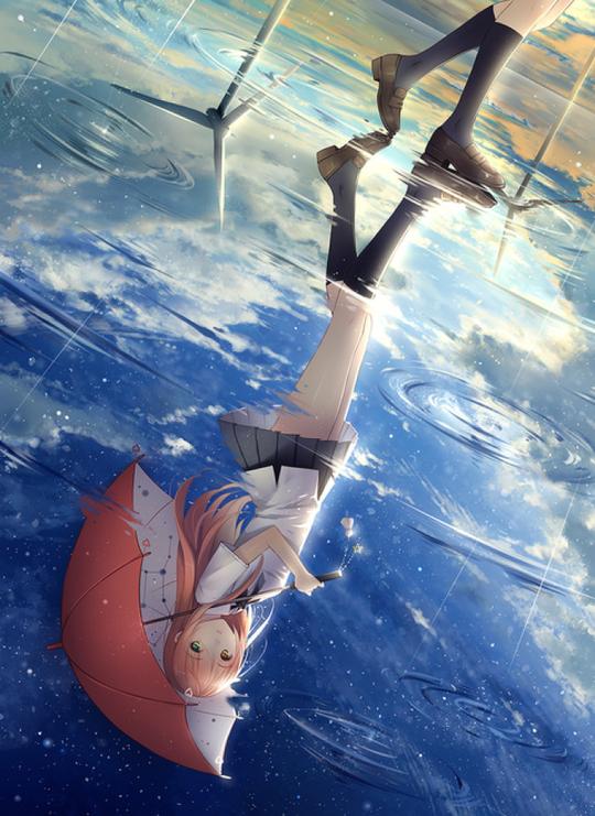耿美百合幸福二次元手绘动漫插画头像壁纸动漫唯美下雨天