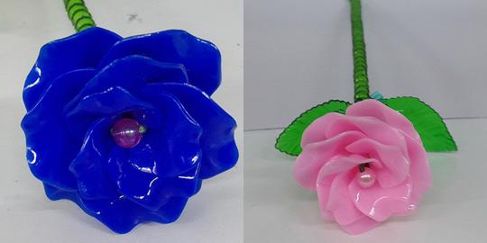 串珠仿真花瓣玫瑰花成品仿真植物塑料花瓣厂家直销大量供货
