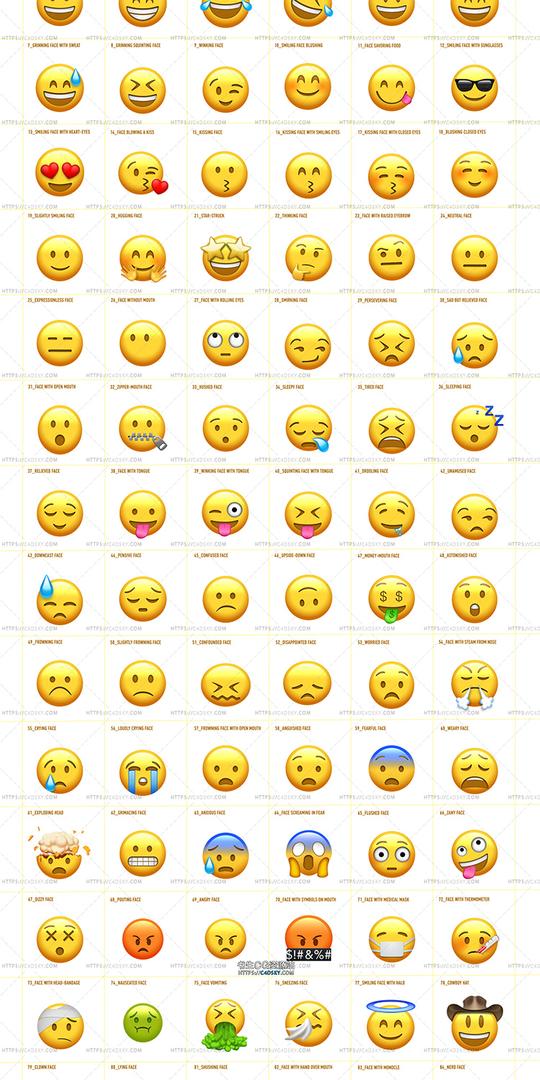ae模板-102个社交网络微笑生气emoji表情动画+渲染好的视频素材