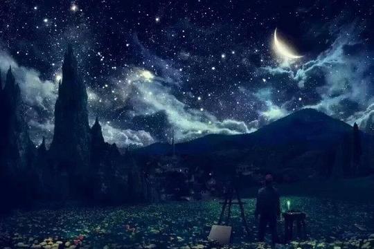 〈二次元星空繁星夜景清新美图唯美图片卡通动漫风景素材〉
