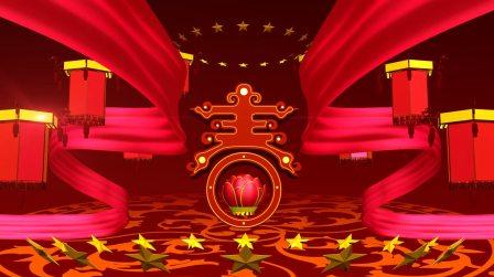 616-春晚片头开场大气牡丹新年会晚会大屏幕素材高清高端背景舞台视频