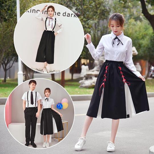 韩国高中学生校服套装甜美学院风制服女学生白衬衫百褶裙jk制服
