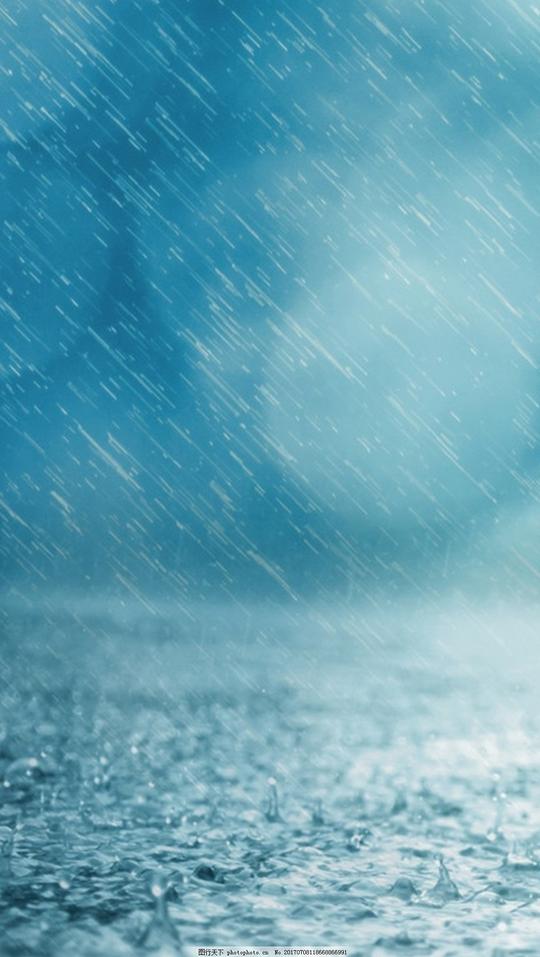 蓝色下雨雨季h5背景素材唯美雨滴地面