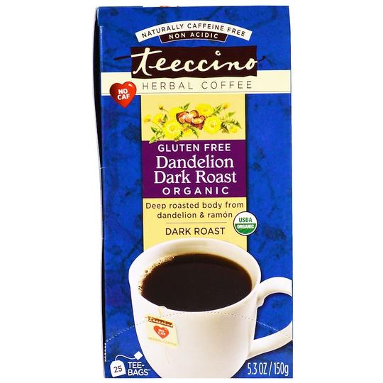 teeccino,草本咖啡,深度烘焙,有机蒲公英味,无咖啡因,25包,5.