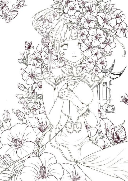 古风高清动漫线稿手绘人物漫画绘画上色插画临摹素材10