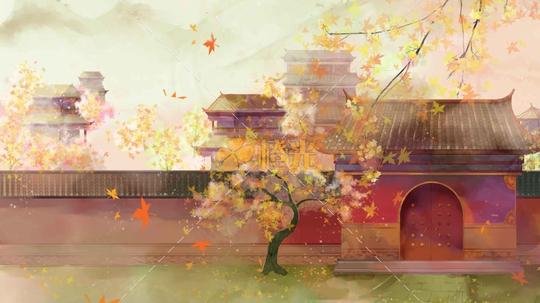 psd分层古风唯美仙侠场景,春,夏,秋,冬,夜晚,图层