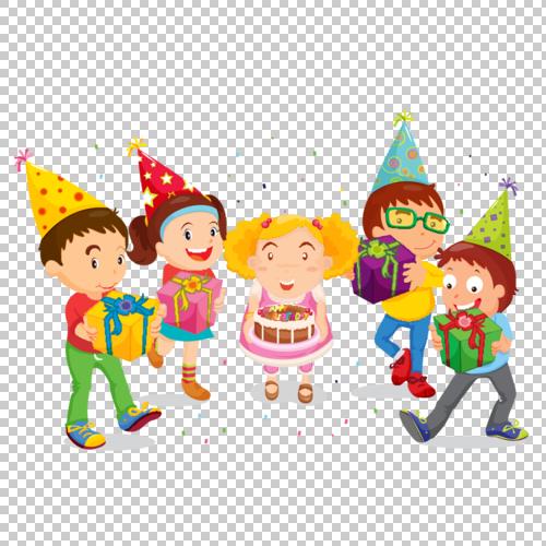 小女孩过生日_卡通过生日的小伙伴们【高清场景元素png素材】