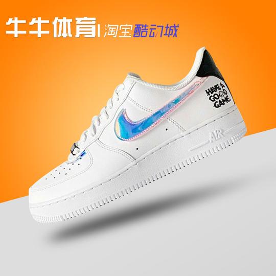 airforce1af1白镭射纯白电玩像素空军一号低帮板鞋dc0710-191