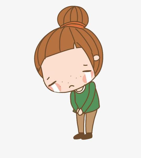 偷偷哭泣的卡通女孩
