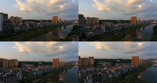 镇远羊坪新型城市卫生城市夕阳建筑干净城市滨河路世兴房产岑巩鸟瞰