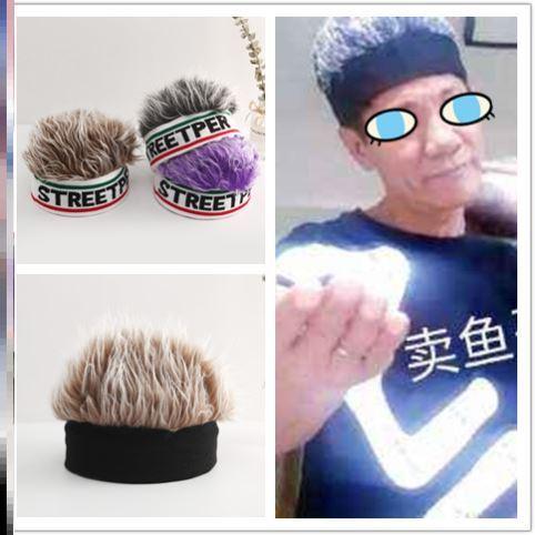 卖鱼哥王雷同款帽子带头发的帽子潮流假发帽子一体时尚短发抖音