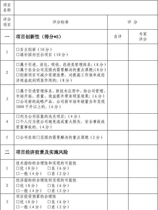 2014创新项目立项评分表