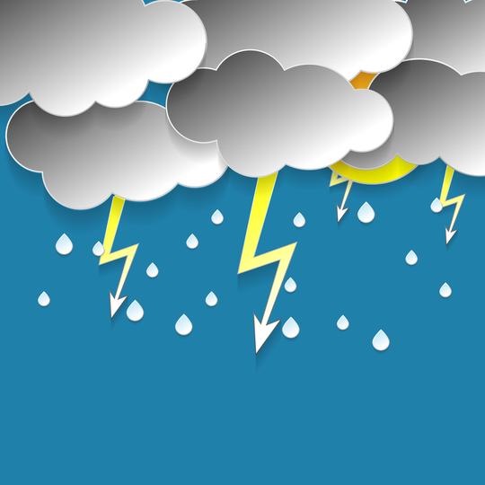 下雨,天空,蓝天,云,闪电,雨,插画,矢量