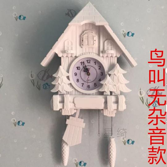 客厅布谷鸟挂钟创意儿童欧式摇摆智能报时钟现代咕咕闹钟钟表经典白升级[鸟叫]