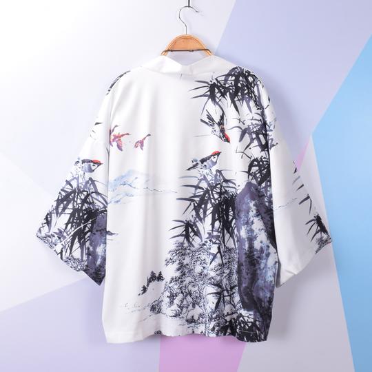 七分袖衬衫男女日系复古宽松外套中国风竹子道袍汉服开衫和服仙气