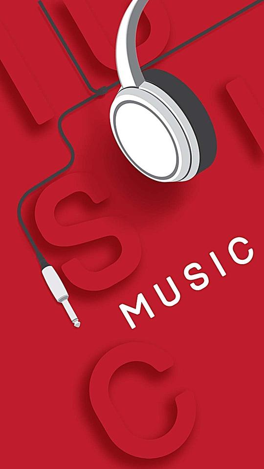 红色音乐psd分层h5背景素材music文艺耳机h5背景素材