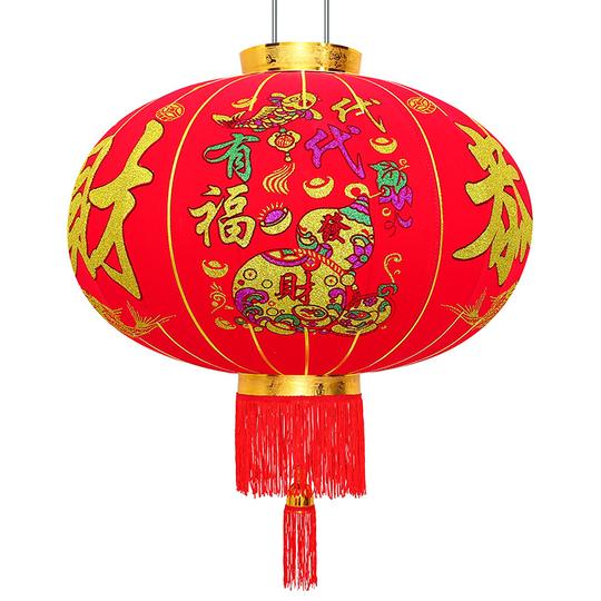 2021春节大红灯笼挂饰新年装饰家用品阳台植绒过年户外大门口宫灯