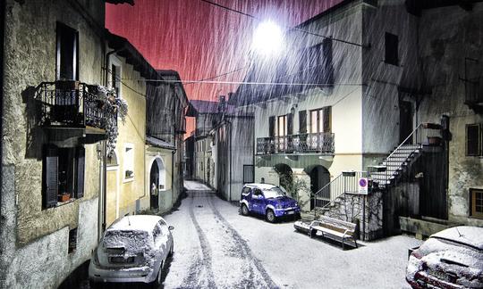 素材公社图片素材建筑环境城市建筑下雪的夜晚图片