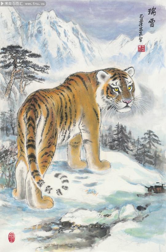 国画老虎图片素材