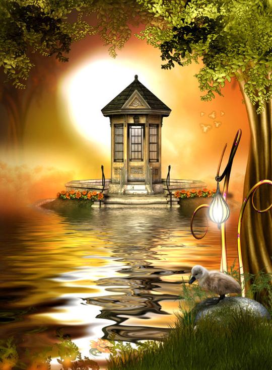【本博精典素材篇】梦幻插画效果风景美图素材-浪漫人生-.