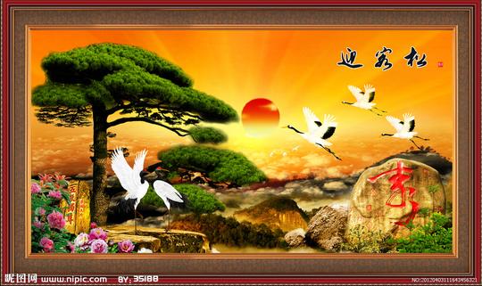 山水风景迎客松图片