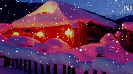 h416过年雪夜led背景视频舞蹈背景素材
