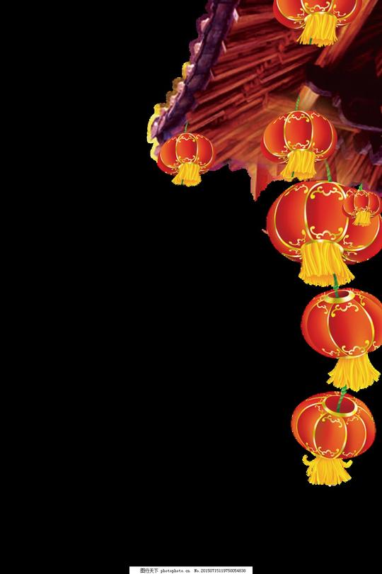 中国风红灯笼透明装饰素材