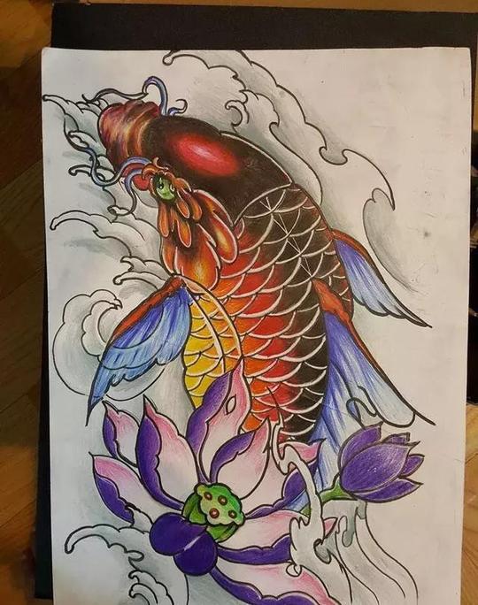 纹身素材——日式传统风格锦鲤