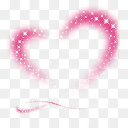 粉红色闪光心形线框透明png