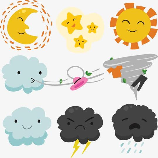 关键词:矢量素材,天气预报,吹大风,乌云下雨,太阳晴天