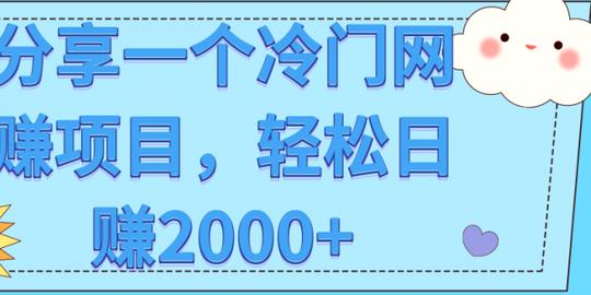 分享一个冷门网赚项目，轻松日赚2000+【视频教程】