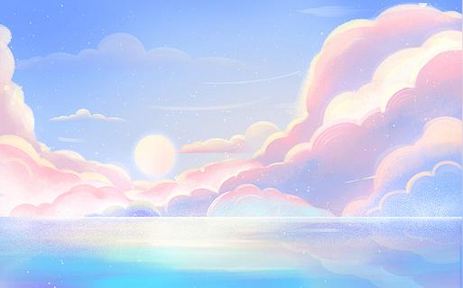 治愈唯美浪漫天空插画背景少女心唯美治愈壁纸梦幻天空背景