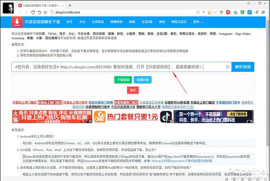 启动网址"http://douyin.iiilab.com/",将发来的链接粘贴到输入框内.