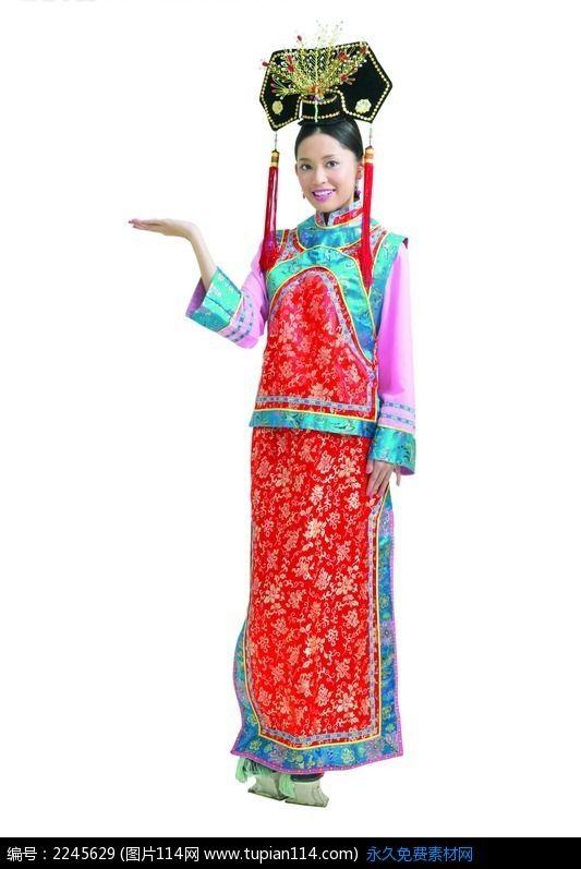 清代穿衣过程-穿着清朝格格服饰的美女图片素材