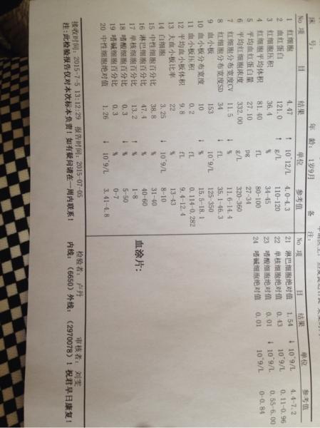 婴儿血常规化验单怎么看