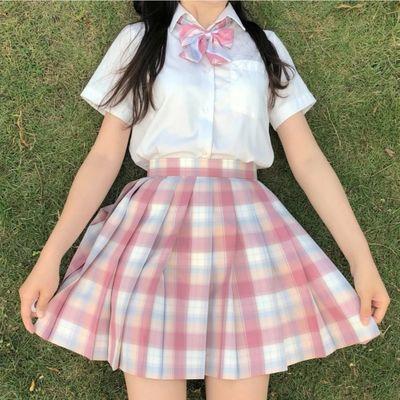 小椿水果糖jk制服裙女学院风粉色格子百褶裙短裙春夏日系半身短裙