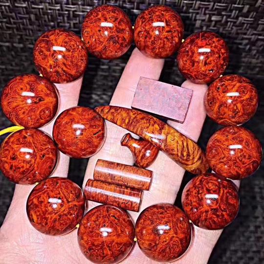 印度小叶紫檀瘤疤手串满葡萄瘿金星龙鳞鱼鳞纹手链佛珠一物一拍